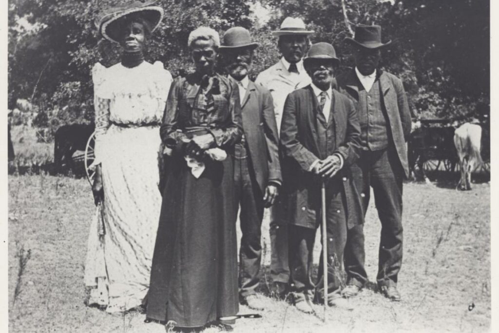 Emancipation Day celebration, June 19, 1900 held in East Woods" on East 24th Street in Austin, TX. Credit: Austin History Center.