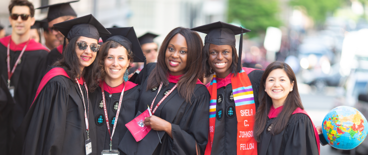 graduate students on graduation day